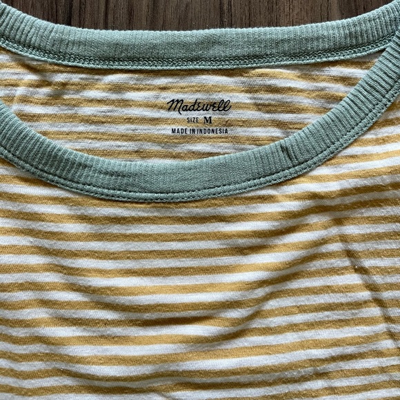 Madewell Whisper Cotton Rib-Crewneck Long-Sleeve Ringer Tee Keene Stripe medium - Picture 6 of 8